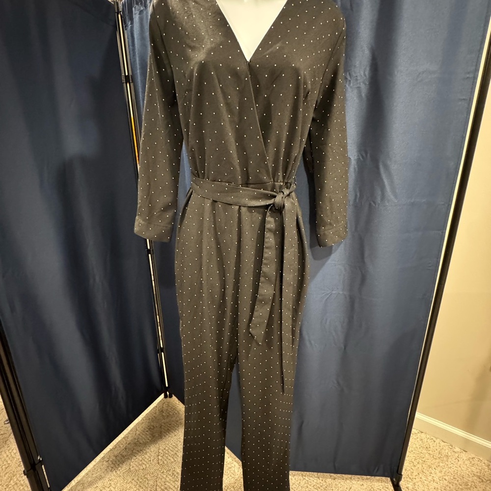 Black with White Polka Dot Minimalist Jumpsuit